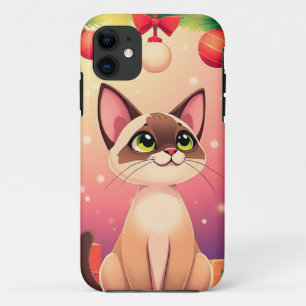 Funda Para iPhone 11 Arte de Gatito de Dibujos Animados Adorable 💖 Fel