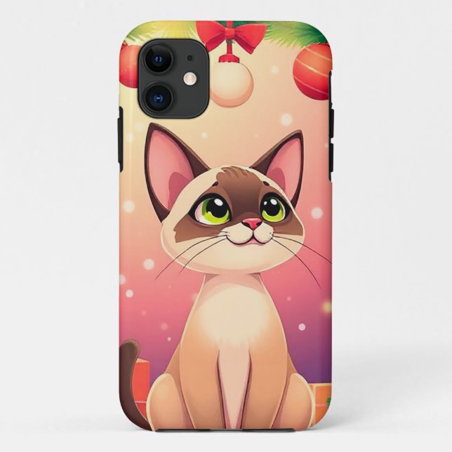 Funda De Case-Mate Para iPhone Arte de Gatito de Dibujos Animados Adorable 💖 Fel (Reverso)