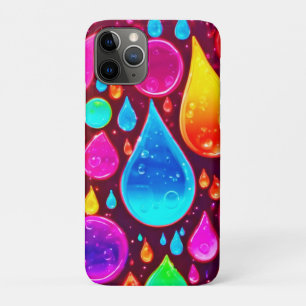 Funda Para iPhone 11 Pro Arte de gotas de lluvia neón vibrantes
