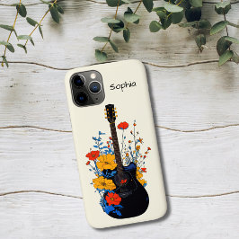 Funda Para iPhone 11 Pro Arte de Guitarra Floral