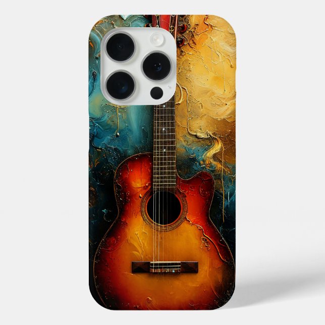 Funda De Case-Mate Para iPhone Arte de guitarra retro (Reverso )
