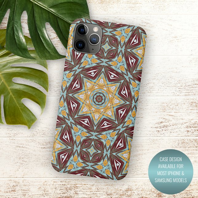 Funda De Case-Mate Para iPhone Arte de Kaleidoscopio Rojo Amarillo Turquesa Único (Subido por el creador)