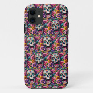 Funda Para iPhone 11 Arte de la calavera del azúcar - Bouquet de huesos