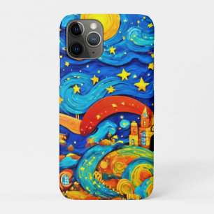 Funda Para iPhone 11 Pro Arte de la noche estrellada de dibujos animados