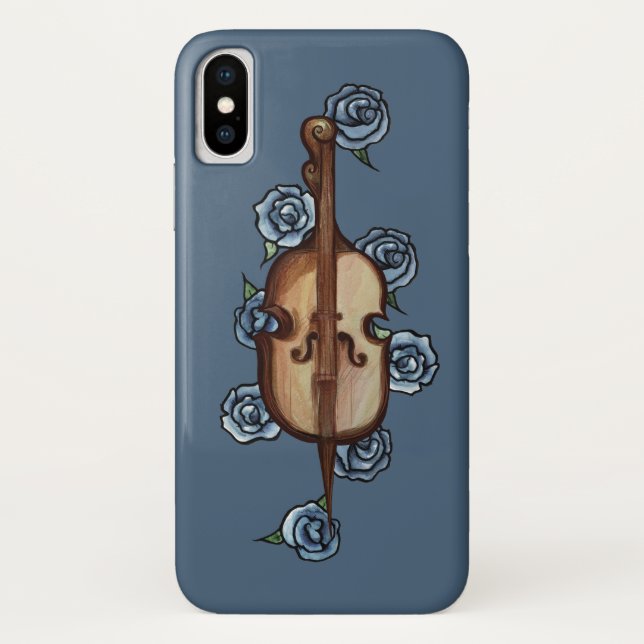 Funda De Case-Mate Para iPhone Arte de la orquesta Rosa azul Cello (Reverso)