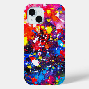 Funda Para iPhone 15 Arte de lienzo con salpicaduras de pintura colorid
