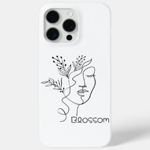 Funda Para iPhone 15 Pro Max Arte de línea de flor de mujer cabeza elegante min