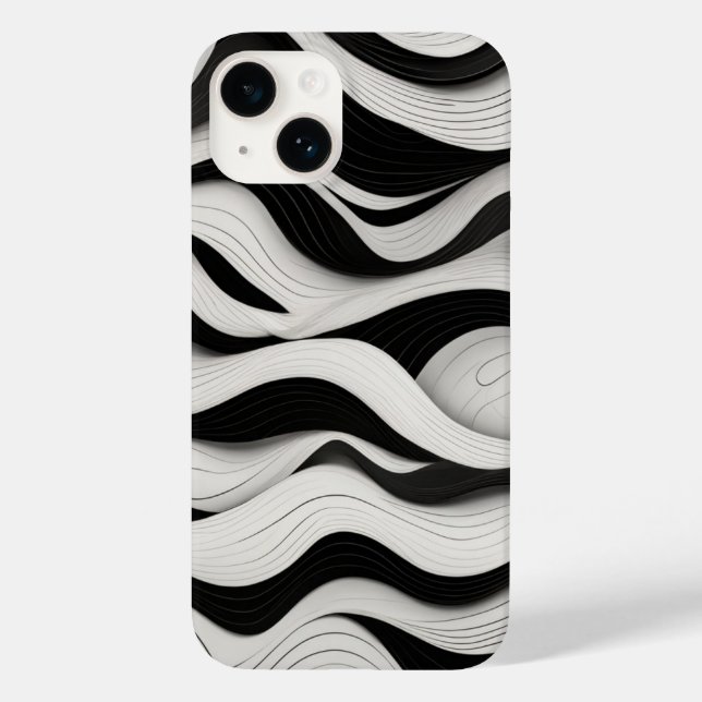 Funda De Case-Mate Para iPhone Arte de línea de patrón de onda (Reverso )