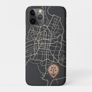 Funda Para iPhone 11 Pro Arte de línea de pin de mapa de fútbol minimalista