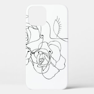 Funda Para iPhone 12 Arte de línea floral: Mujer mínima.