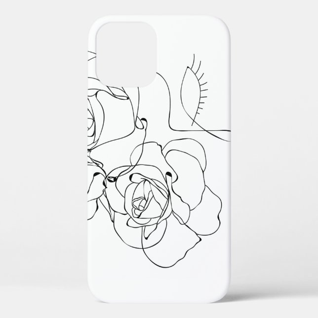 Funda De Case-Mate Para iPhone Arte de línea floral: Mujer mínima. (Reverso )