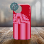 Funda Para iPhone 14 Plus De Case-Mate Arte de línea inspirada de los años 70 - Arco arco<br><div class="desc">Diseño de boho con estriado y formas circulares en rojo y rosa. Un diseño audaz pero mínimo con un área opcional para agregar texto.</div>