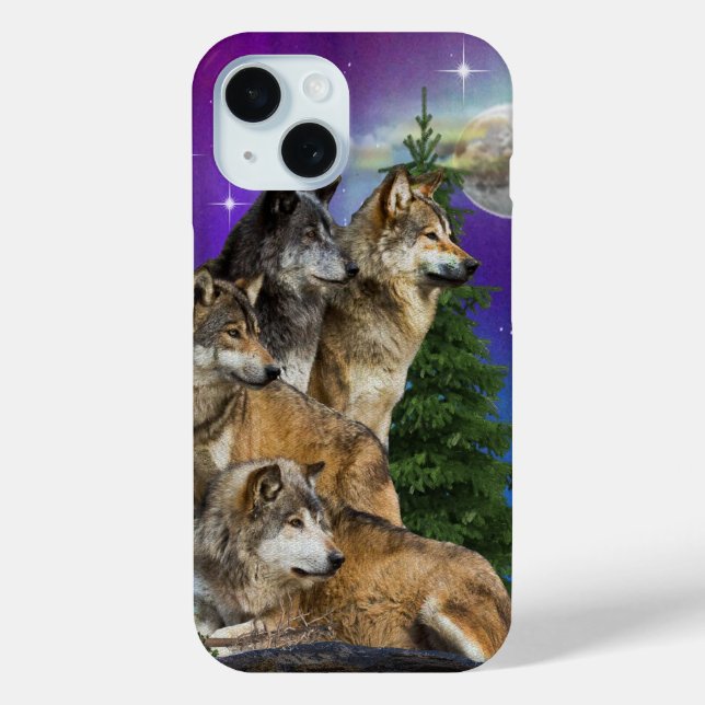 Funda De Case-Mate Para iPhone Arte de lobo (Reverso )