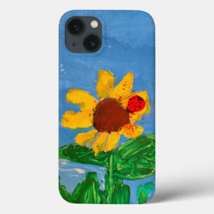 Funda Para iPhone 13 "Arte de los niños" de girasol
