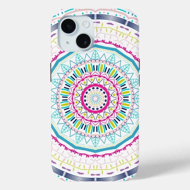 Funda De Case-Mate Para iPhone Arte de Mandala Colorido Vibrante (Reverso )