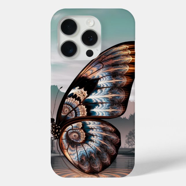 Funda De Case-Mate Para iPhone Arte de mariposa fractal (Reverso )