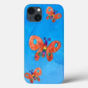 Funda Para iPhone 13 Arte de mariposa por niños