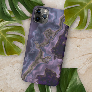 Funda Para iPhone 11 Pro Max Arte de mármol de geoda violeta marrón gris oscuro