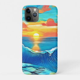 Funda Para iPhone 11 Pro Arte de olas de sol oceánico