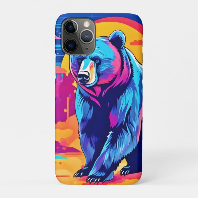 Funda De Case-Mate Para iPhone Arte de oso vibrante (Reverso)