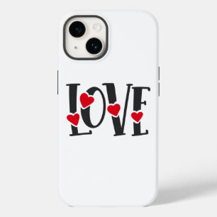 Funda Para iPhone 14 De Case-Mate Arte de Palabras de Amor Corazones Rojo Negro San