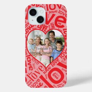 Funda Para iPhone 15 Arte de palabras de amor en el corazón con plantil