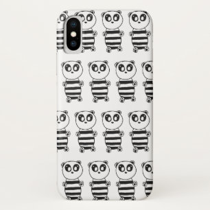 Funda Para iPhone X Arte de panda blanco y negro juguetón
