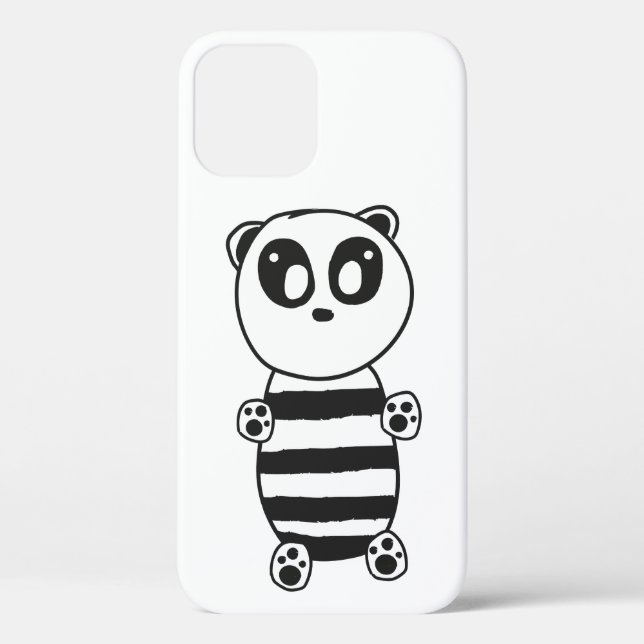 Funda De Case-Mate Para iPhone Arte de panda blanco y negro juguetón (Reverso )