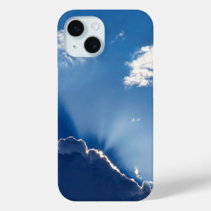 Funda Para iPhone 15 Arte de pared de rayos de sol cielo azul minimalis