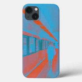 Funda Para iPhone 13 Arte de parisina en el metro en naranja azul