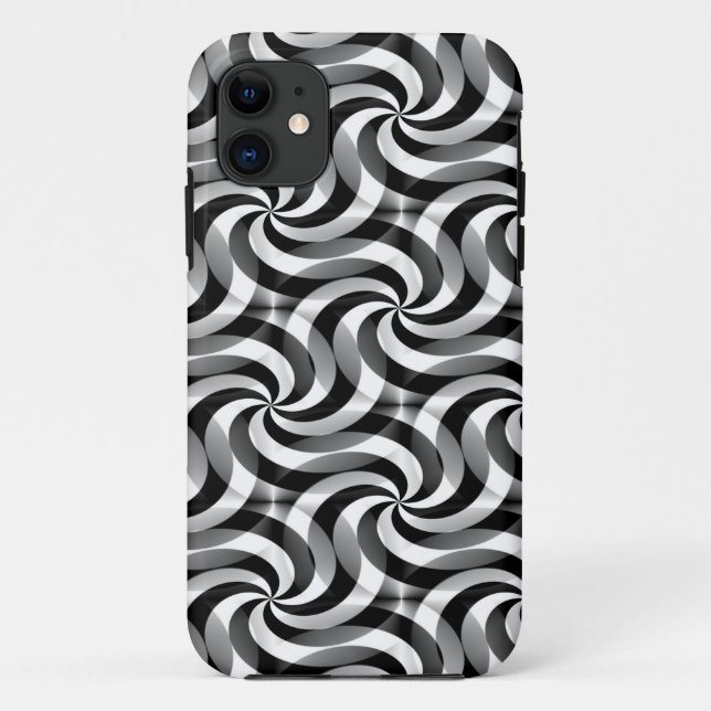 Funda De Case-Mate Para iPhone Arte de patrones de Swirls - blanco y negro (Reverso)