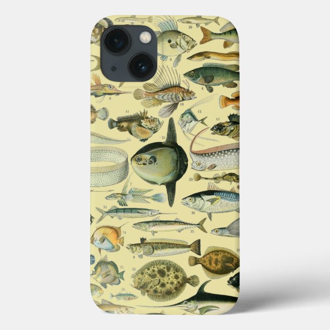 Funda De Case-Mate Para iPhone Arte de pesca científica de peces de época (Reverso)