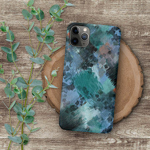 Funda Para iPhone 11 Pro Max Arte de pinceladas de verde azulado violeta azul m