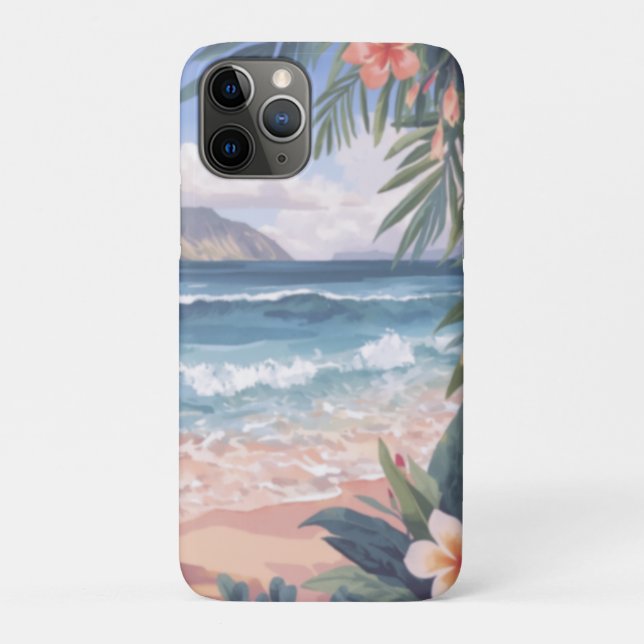 Funda De Case-Mate Para iPhone Arte de playa flores Hawaii (Reverso)