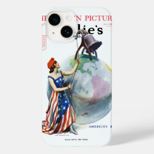 Funda Para iPhone 14 De Case-Mate Arte de portada de revista Vintage Patriotic Lady 