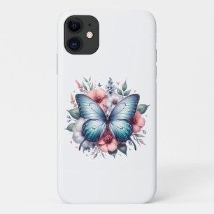 Funda Para iPhone 11 Arte de ramo floral de mariposa vibrante-96283