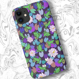 Funda Para iPhone 11 Arte de rana cutáneo elegante morado verde