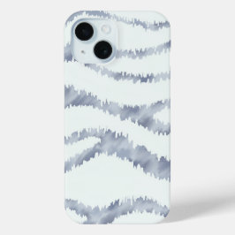 Funda Para iPhone 15 Arte de rayado de zebra gris oscuro