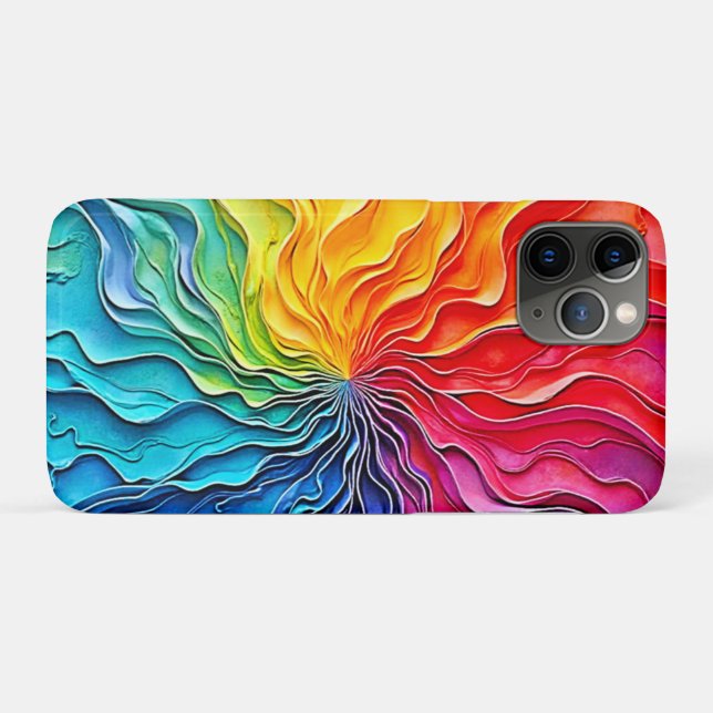 Funda De Case-Mate Para iPhone Arte de remolino de arcoíris texturizado (Reverso (horizontal))