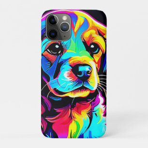 Funda Para iPhone 11 Pro Arte de retrato de perro arco iris