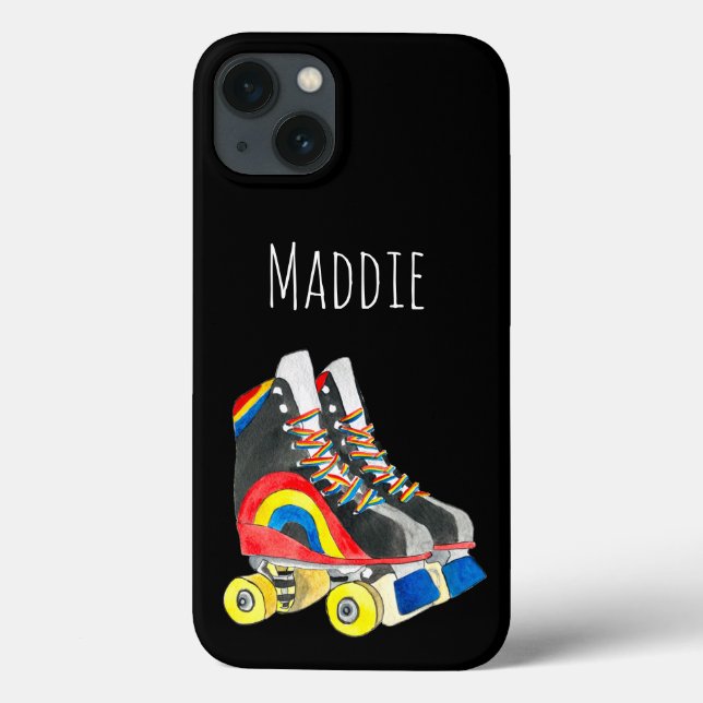 Funda De Case-Mate Para iPhone Arte de Rollerskates retro ochenta (Reverso)