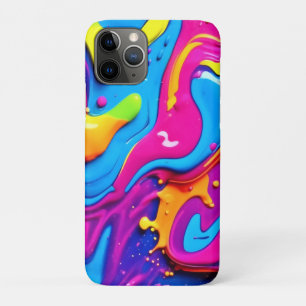 Funda Para iPhone 11 Pro Arte de salpicaduras de líquido de brillo neón