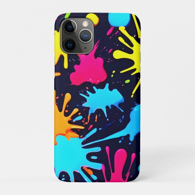 Funda De Case-Mate Para iPhone Arte de salpicaduras de neón: Expresionismo abstra (Reverso)
