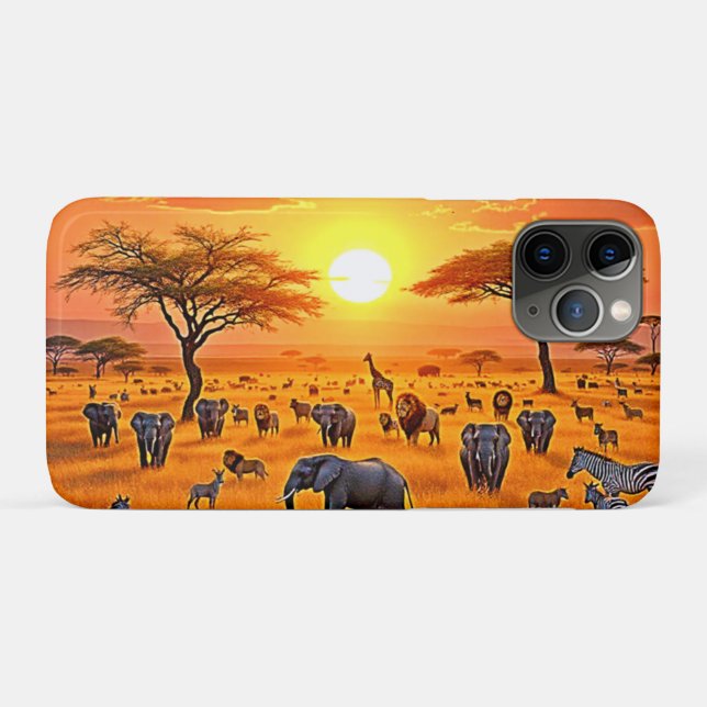 Funda De Case-Mate Para iPhone Arte de Sunset en la sabana africana (Reverso (horizontal))