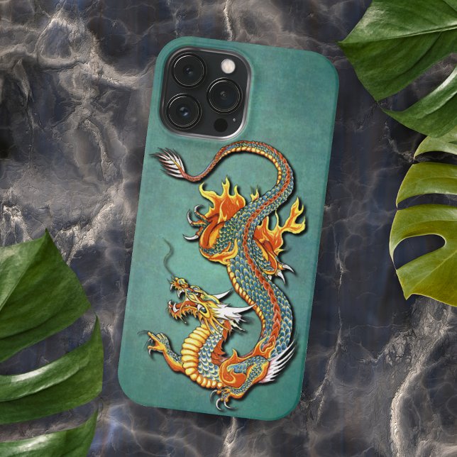 Funda De Case-Mate Para iPhone Arte de tatuaje de dragón de fuego colorido (Subido por el creador)