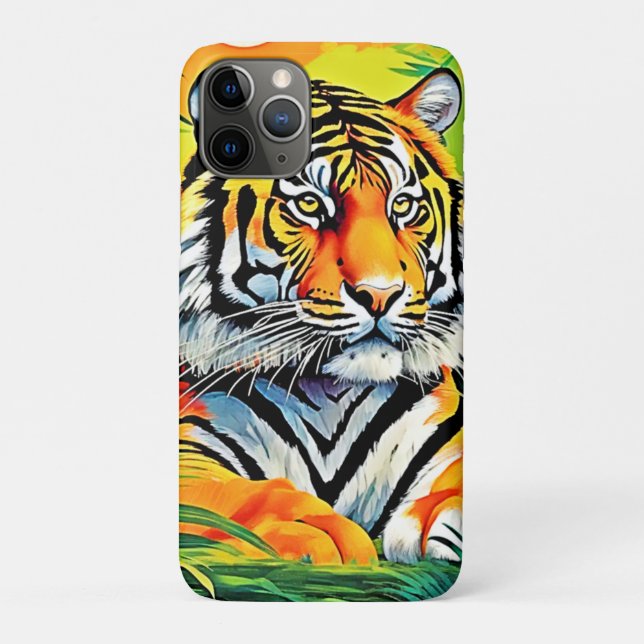 Funda De Case-Mate Para iPhone Arte de tigre tropical (Reverso)