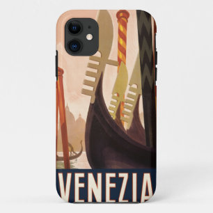 Funda Para iPhone 11 Arte de viaje vintage Venezia Italia Venecia góndo