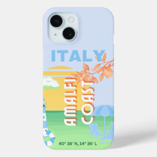 Funda Para iPhone 15 Arte de viajes en Italia, Costa Amalfitana, Preppy