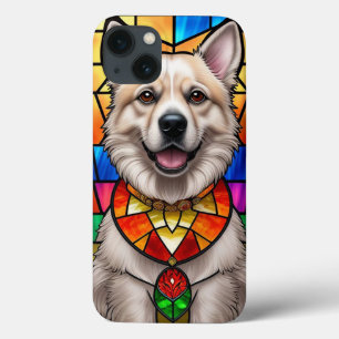Funda Para iPhone 13 Arte de Vidrio Teñido con Retrato de Perro