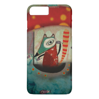 Funda Para iPhone 8 Plus/7 Plus arte de zorro con rayas grungy